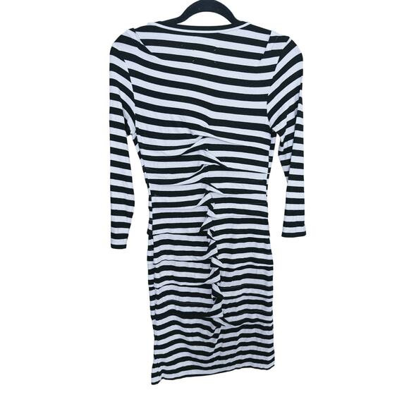 Artelier Nicole Miller Striped Ruffle Jersey Dress Small Minimalist Casual Fall - Picture 7 of 7